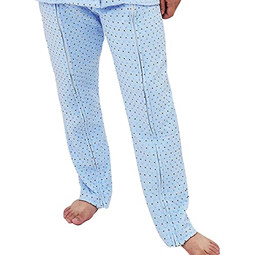 GZKDKZB Ropa para el Cuidado del Paciente, Pantalones con Cremallera para el Cuidado del Paciente, Pantalones para catéter, fáciles de Poner y Quitar, Azul, L