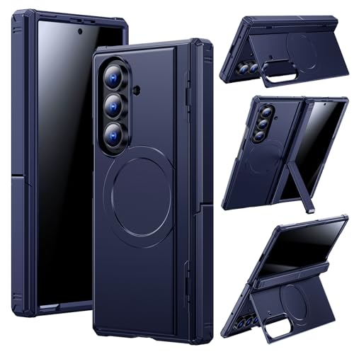 spoovcto für Samsung Galaxy Z-Fold-7 Magnet Hülle: Dualer Ständer Horizontal & Vertikal Kompatibel mit MagSafe Anti-Spy Display Schutz Robuster Scharnierschutz Hochwertige ZFold 7 Handyhülle Blau
