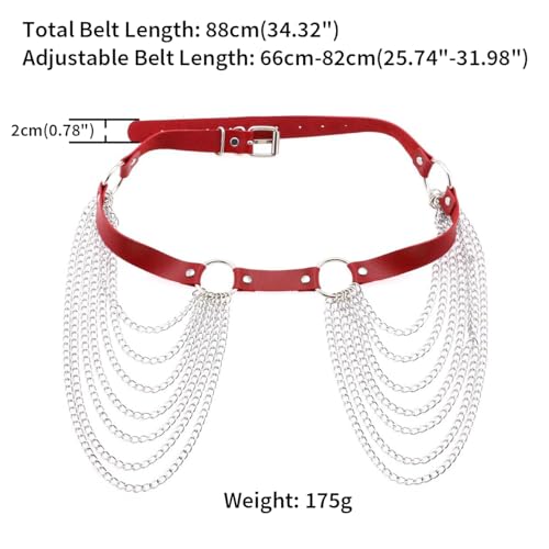 FM FM42 Multicolor PU Simulated Leather Silvert-tone O Ring Chain Tassel Adjustable Waist Belt2