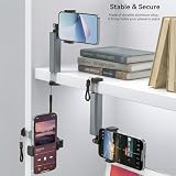 OTraki Aluminiowy telefon podróżny do samolotu 360 stopni obracany, regulowany mini kieszonkowy uchwyt na telefon, samolot gadżet na telefon komórkowy do podróży, biurka, kuchni (szary)