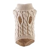 Hundepullover, Winter Warmer Hundepullover Kleine Hunde Rollkragen Strickpullover Hunde Pullover Weich Hundekleidung Hundepulli Hund Kleidung für Kleine Mittelgroße Hunde und Katzen (Beige, M)