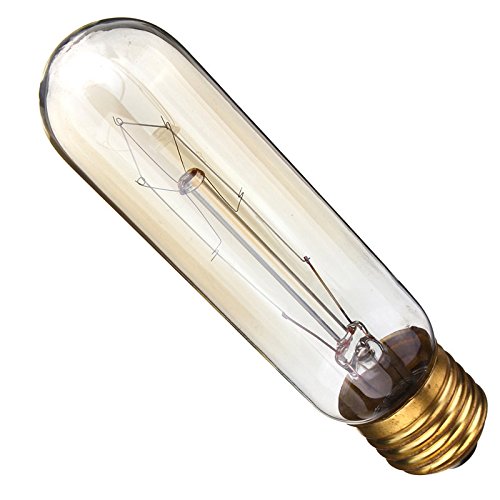 [6 Pack] Vintage Edison Bulbs With Steeple Hairpin Filament, 60W Dimmable E26/E27 T30 Tubular Antique Light, Golden Finish Industrial Design Amber Warm 120V #TOP1