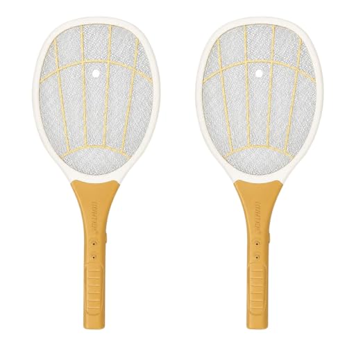 Image of HUNTER Premium Rechargeable Mosquito Swatter Bat | Electric Insect & Fly Zapper Racket | Portable Bug Killer for Home, Office & Outdoor Use, Gold, (Pack of 2)