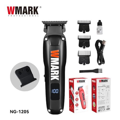 Image of WMARK NG-1205 Rechargeable Detail Trimmer, 9CR18 Stainless Steel Blade, 7000RPM Motor, 1200mAh Battery, USB-C Charging, Professional Cordless Trimmer runtime 180 min Black