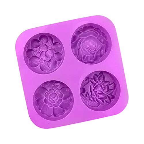 Molde Forma Silicone Sabonete Redondo Artesanal Flor S18