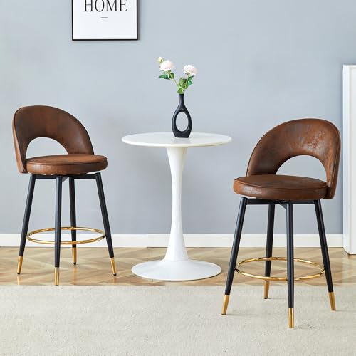 Butacos de Barra Modernos Giratorios 360°, Juego de 2 Butacos con Tapizado en Poliuretano y Patas de Metal Negro, Altura para Barra, Ideal para Cocina, Comedor e Isla miniatura 4