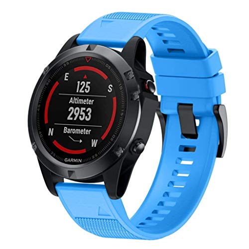Barran Strap For Fenix 6,Fenix 6 Pro,Garmin Fenix 5,Fenix 5 Plus,22Mm Width Easy Fit Soft Silicone Watch Strap Compatible Garmin Fenix 5/Forerunner 93
