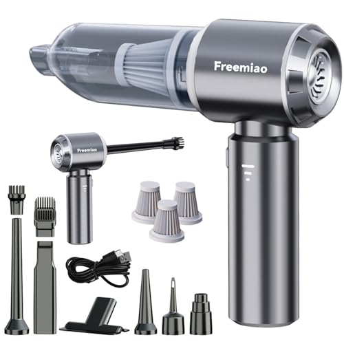 Freemiao Cordless Car Vacuum Cleaner 5-in-1 Handheld Mini Computer Vacuums 23000Pa Powerful Suction/Blowing/Inflation/Dust Removal HEPA Filter Rechargable Portable for Car Pet Hair Keyboard Home