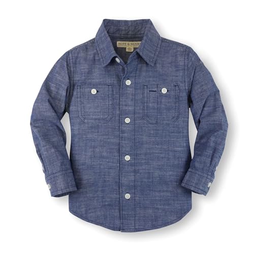 Hope & Henry Boys' Long Sleeve Stretch Poplin Button Down Shirt