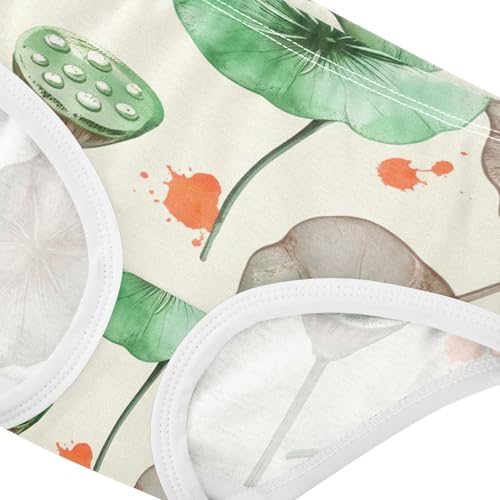 Toddler Underwear Custom 2t Cotton Little Girl Panties Pattern Kids Briefs Undies Lotus Leaves Sage Green Earthy4