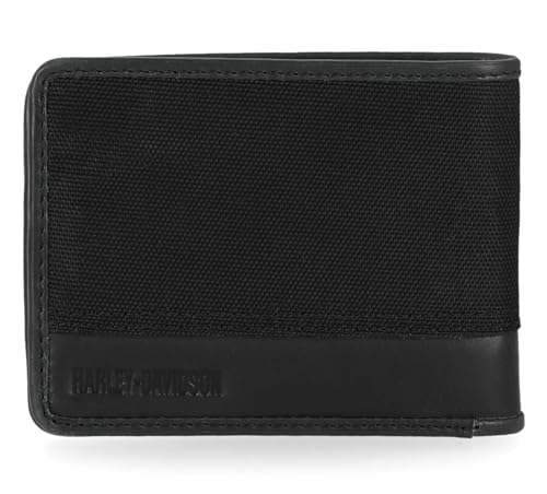 Harley-Davidson Men's Classic Cordura Leather Trim Double Billfold Wallet Black2