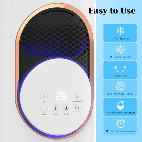 Rebongki Fan Heater and Cooler, Heater and Cooler Fan 2 in 1 & Air Humidifier, Portable Air Conditioner, Ceramic Electric Heater, 4L Water Tank, 3 Wind Speeds Evaporative Air Cooler for Bedroom, Home Rebongki Fan Heater and Cooler, Heater and Cooler Fan 2 in 1 & Air Humidifier, Portable Air Conditioner, Ceramic Electric Heater, 4L Water Tank, 3 Wind Speeds Evaporative Air Cooler for Bedroom, Home
