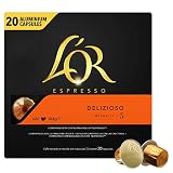 L'Or Espresso Café Delizioso Intensité 20 Capsules en Aluminium Compatibles avec les Machines Nespresso 104 g