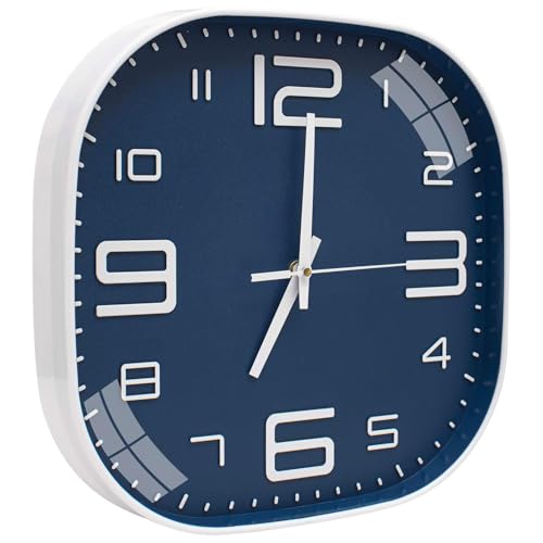 Image of TEKCOOL Plastic Analogue Wall Clock 12 inch Silent Quartz Decorative Wall Clock Non-Ticking Classic Clock Battery Operated Round Easy to Read for Room /Home /Kitchen /Bedroom /Office /School.Blue:-