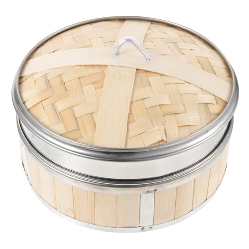 TOBBOMEY 天然竹製蒸篭 寸 蓋付き 食品蒸し器 点心 餃子 肉料理対応 調理用スチーマー 食卓にも キッチン便利ツール