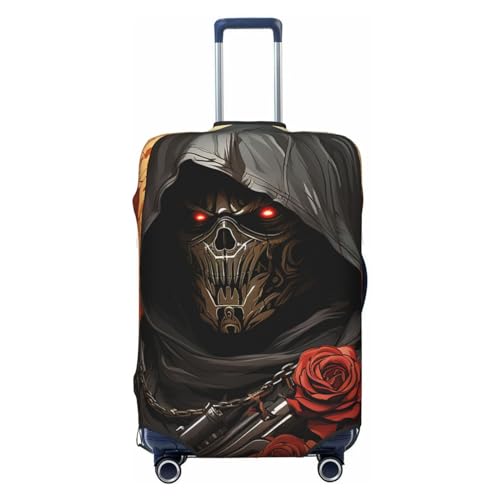 grim reaper and gun death skull black Elastic Travel Luggage Cover Travel Suitcase Cover for Trunk Case 19''-32'' Luggage Protective Cover