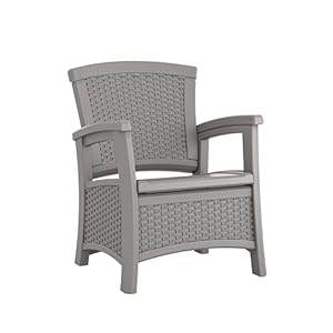 Suncast Elements Outdoor Resin Club Chair with 11 Gal Storage Area Modern Storage Chair for Patios 1875 W x 1875 D x 18 H Gray