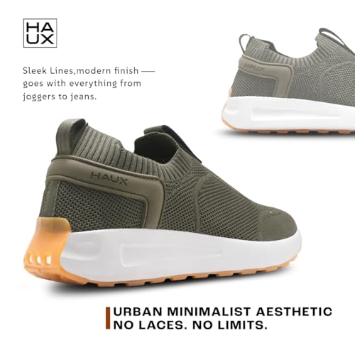 Image of HAUX Men's Slip-On Running Shoes | Lightweight Sports Sneakers with Memory Foam Cushioning | Walking, Gym, Jogging, Training | Ultra Comfort & Style