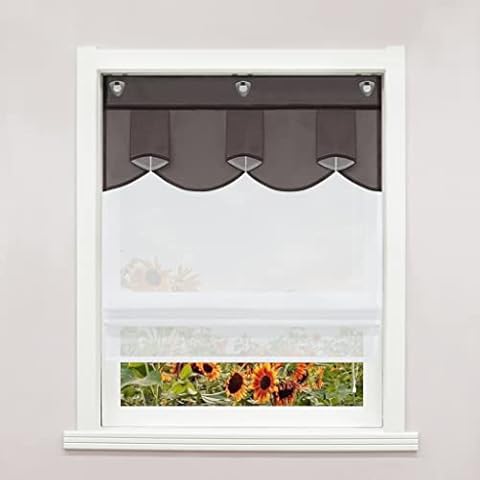 Delien Raffrollo ohne Bohren mit Hakenaufhängung Transparente Raffgardine Doppelschichtiges Ösenrollo »Bogen« Wohnzimmer Rollos Moderne Fenster Gardine 1 St. BxH 80x140cm Cover