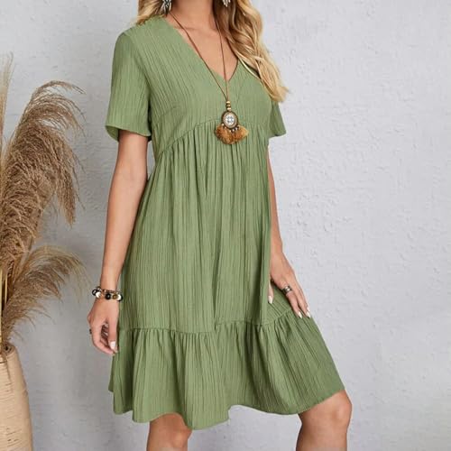 Robe ample décontractée rouge XXL à taille élégante et fluide