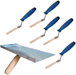 Proper Tools Jointing Set with Finger Trowels and Mortal Handle - 6PCS - Rubber Handle - for Pointing, Bricklaying, Jointing, DIY