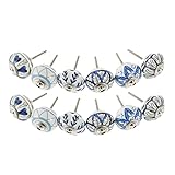 🔘【TAMAÑO】12 Pomos de cerámica para cajones, armarios. Diámetro: 4 cm (aprox); profundidad: 3cm a 3,2 cm (aprox.) y longitud total de 6,5cm.Adecuado para puertas con un espesor inferior a 27 mm.