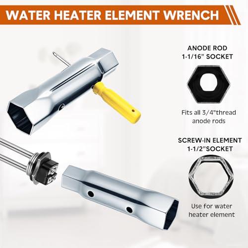 Glooglitter 3 Pcs Electric Water Heater Tune-Up Kit Two 4500W 240V Water Heater Elements Two Water Heater Thermostat with Magnesium Water Heater 44\'\' Water Heater Anode Rod and RV Water Heater Element - Thumbnail 6