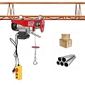 Electric Hoist, 1543 Lbs Lift Electric Hoist 110V Electric Winch with Remote Control & Single/Double Slings, Electric Hoist with 12m Zinc-Plated Steel Wire for Garage Ceiling Factory Warehouse