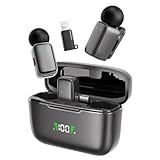 HITOZON Mini Wireless Lavalier Mikrofon für iphone/Android Handy Phone, Kabelloses Ansteckmikrofon mit Noise Cancellation,KI-Stimme für Live-Streaming, Videoaufnahmen, Interviews, YouTube, TikTok,Vlog