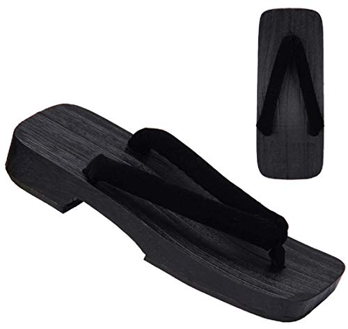 ShonanH Japanese Traditional Sandals Geta Wooden Clogs Shoes Lower Type (10.5-11.5 (26.5-27.0CM), Black/Black)
