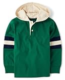 The Children's Place,Boys,Everyday Casual Hooded Long Sleeve T-Shirt,Park Bench Green,Large