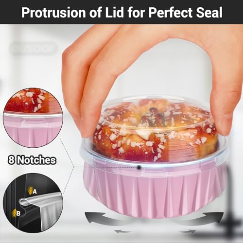 Moldes de aluminio para cupcakes desechables y resistentes con tapas protectoras de 125 ml 5