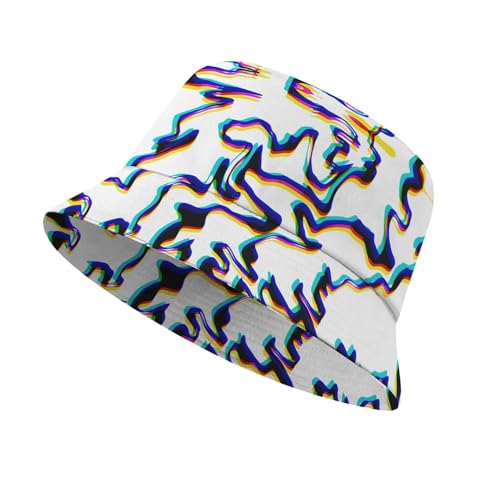 indokyeyqaz Dream Lines Bucket Hat for Men Women, Summer Vacation Outdoor Travel Reversible Double Side Beach Caps Fisherman Hat