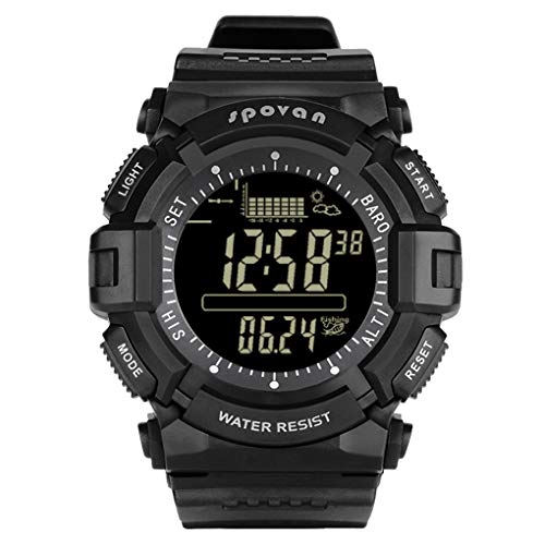 Xinjieda ZYElroy La Pesca Deportiva Las Mujeres del Reloj de los Hombres al Aire Libre del dial Redondo Reloj de Pulsera con Termómetro Altímetro