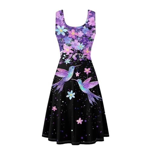 Image of Women Stylish Tank Dresses Sleeveless Round Neck Midi Casual Dress with Pocket for Summer