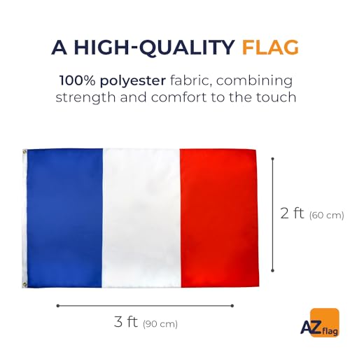 AZ FLAG, France Flag, 2x3 Ft, Light Polyester French Banner with Two Brass Eyelets, Fade Resistant, Vivid Colors - Image 2