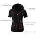 GIVON Womens Slim Fit Zip Up Hoodie Short Sleeve Thin Jacket Full Zip Sweatshirt with Plus Size / DCF256-BLACK-L