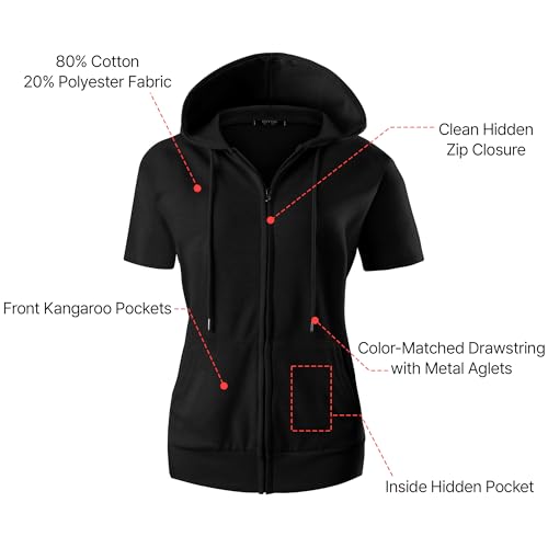 Image of GIVON Basic Lightweight Zip-Up Hoodie Long Sleeve Thin Jacket for Women with Plus Size