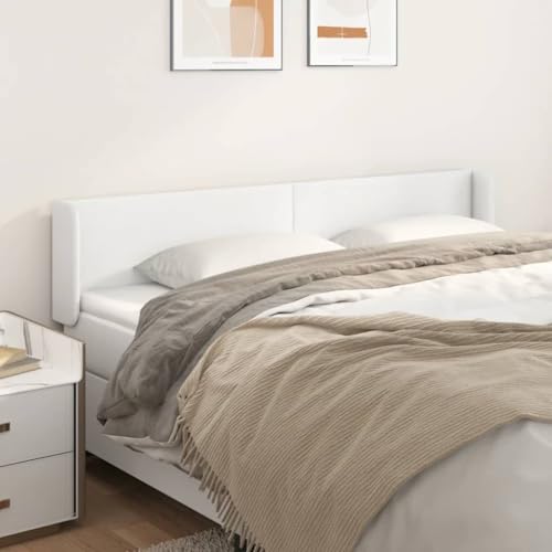 Kaloriko Cabecero blanco con orejas, 183 x 16 x 78/88 cm, de piel sintética duradera, altura regulable en altura para la cama, proporciona un excelente apoyo para la lectura