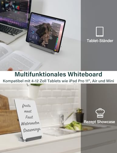 Yagee Multifunktionales Schreibtisch-Whiteboard mit Handy- und Tablet-Halterung - Doppelseitige Schreibtafel für Büro und Schule - Inklusive Aufbewahrungsbox, Marker und Radiergummi - 24×17cm