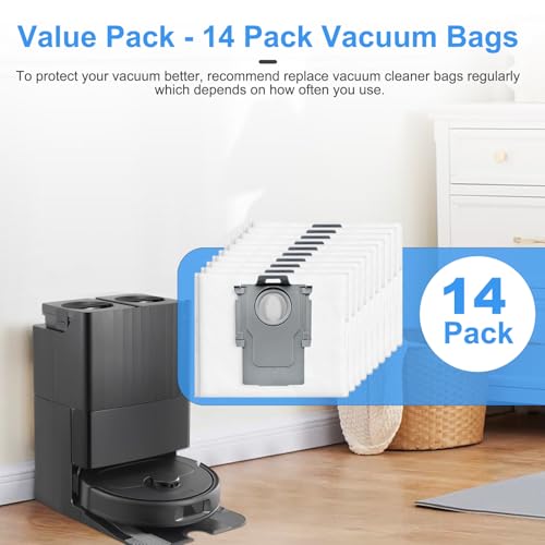 Image of 14 Pack Dust Bags for Roborock Q Revo /Qrevo S /Qrevo Pro /Qrevo Master /Qrevo Edge /Qrevo Curv /Qrevo Slim /S8 MaxV Ultra, Saros 10R, QV 35A /35S, Qrevo S5V Vacuum Cleaner, 3 L Large Capacity Bags