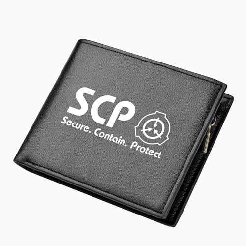 SCP Foundation Anime Black Short Wallets Men ID Card Holders Cartoon Purse With Coin Pocket Women Money Bags （3）