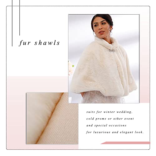 Women's Faux Fur Shawl for Wedding, Warm Wrap for Winter Dinner Party, Scarf for Bride and Bridesmaids3