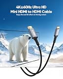 ApoJodly Kabel Mini HDMI na HDMI 1,5 m, szybki kabel HDMI do mini HDMI do przenośnego monitora 4K przy 60 Hz, HDMI Mini 2.0, przewód 2K, 1080P, HDR, kompatybilny z kamerą, laptopem, HDTV, grafiką