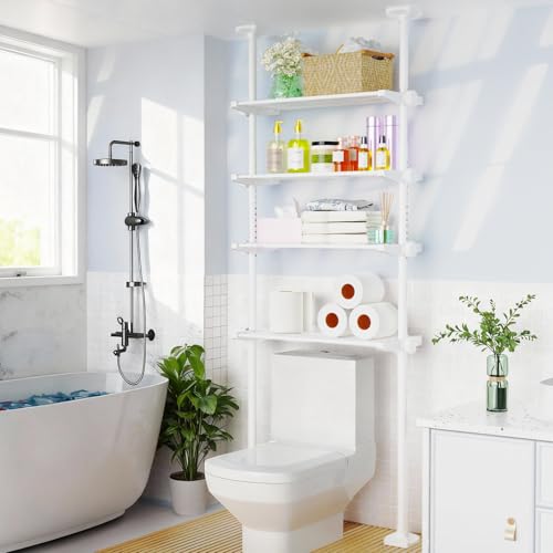 SUNALLY Over The Toilet Storage Shelf, 4-Tier Adjustable Over Toilet