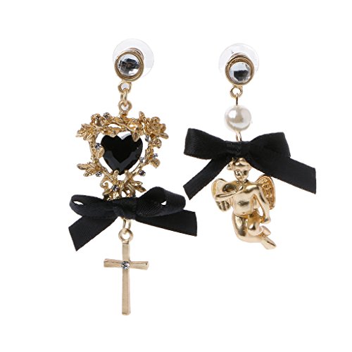 chenpaif Boucles d'oreilles, Baroque Dentelle Arc Chérubin Ange Boucles d'oreilles Royal Asymétrique Perle Bijoux Femmes