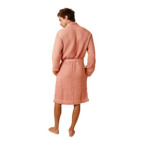Happy Place Women's Waffle Robe Lightweight Organic Cotton Sustainable Unisex Bathrobe (Medium, Terra Cotta) #TOP5