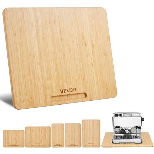 VEVOR Appliance Slider, Large 13 x 16-inch, Rolling Sliding Tray with Silent Rubber Wheels & Hollow Handle, Easy to Clean, Appliance Rolling Tray for Coffee Maker, Kitchen Countertop, Natural Wood
