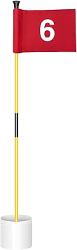 KINGTOP 3 ft Golf Flagstick and Hole Cup Sets with Mini Flags | Two-section fiberglass poles, ball retrieval bases, 4 in hole cups, 6 x 8 in golf flags, backyard practice putting green