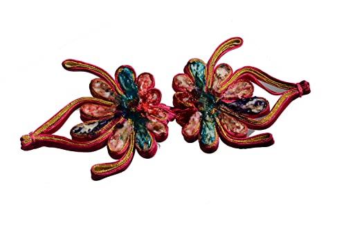 Lyracces Sewing Fasteners Braid Knit Exquisite Fish Satin Fabric Cotton Stuff Knot Closure Cheongsam Frog Button 1Pair (Rose) #TOP1